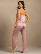 [Peach Skin] SilkSilky-UK 19Momme Machine-Washable Silk Spaghetti Strap Scoop Neck Camisole Set 002