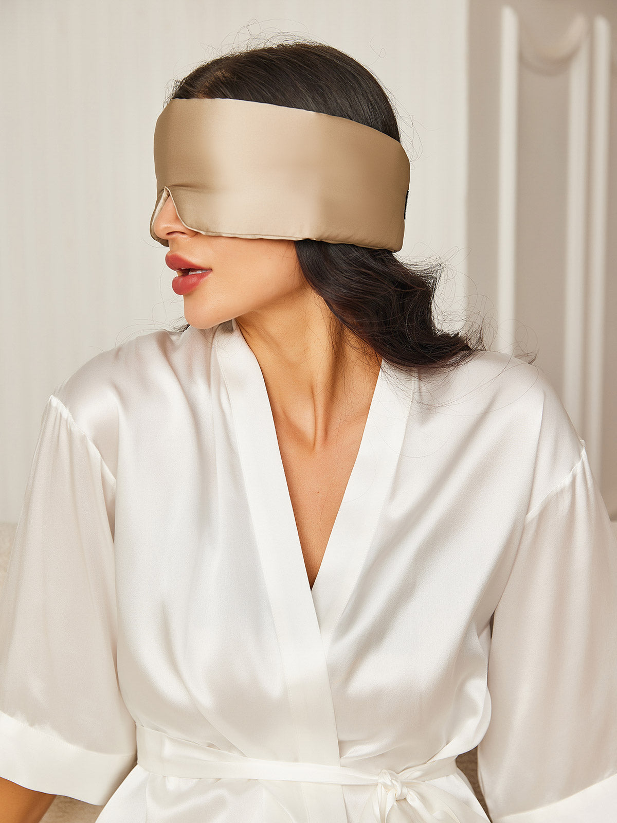 [Beige] SilkSilky-UK 19Momme Pure Silk Eye Mask 002