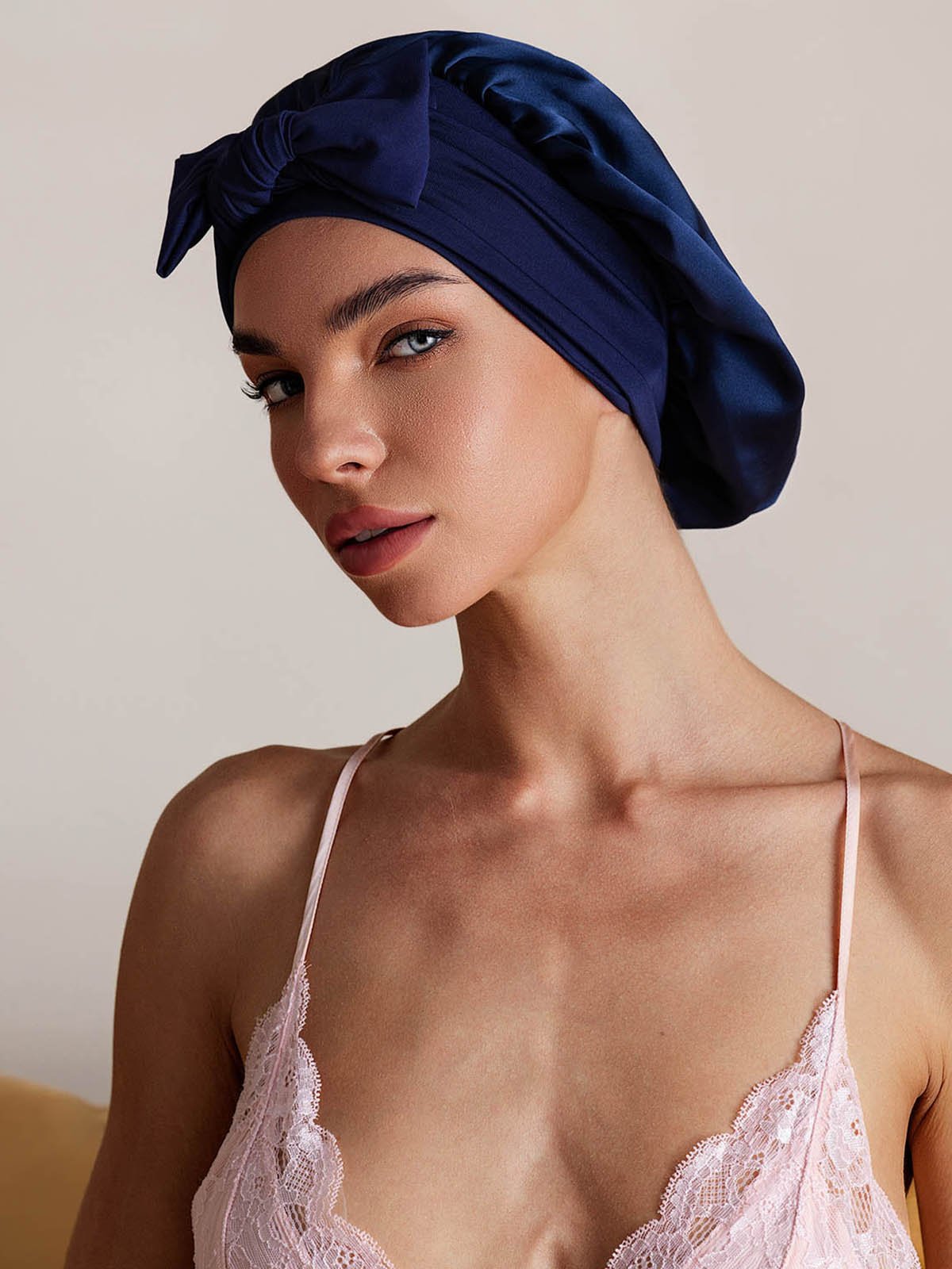 [Dark Blue] SilkSilky-UK Pure Silk Sleep Cap 005