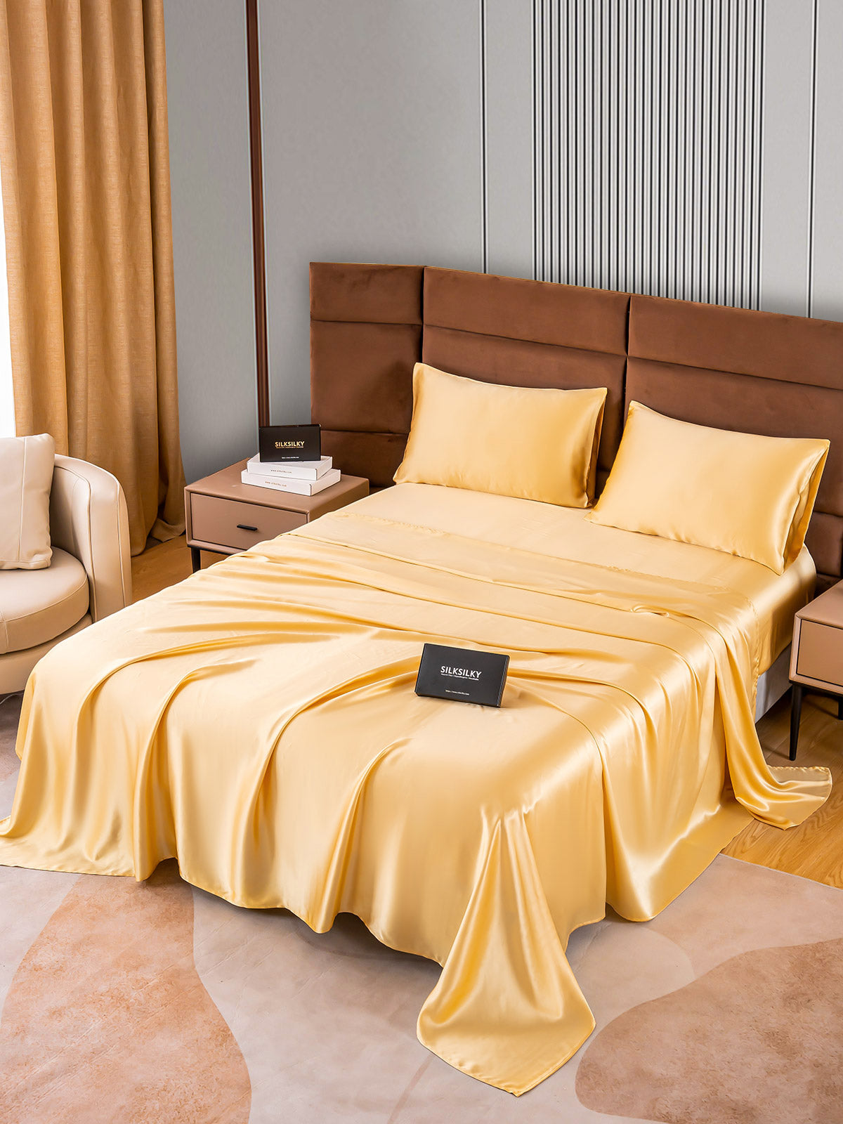 SilkSilky UK 22Momme Pure Silk Bedding Set Champagne 005