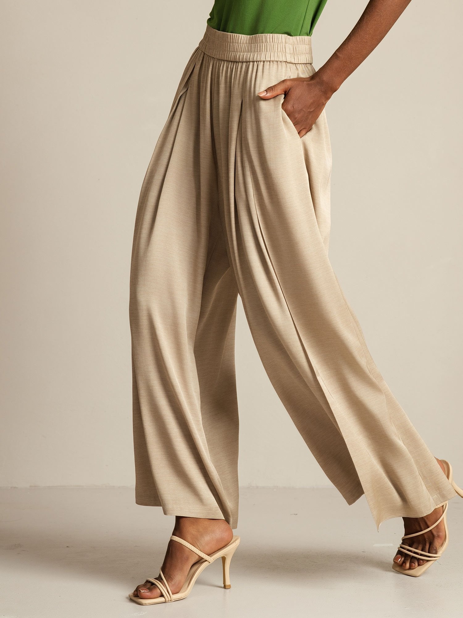 [Tan] SilkSilky-UK 19Momme Silk Womens Pants 008