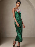 SilkSilky-UK Pure Silk Sleeveless Round Neck Dress Green 002