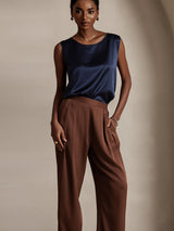 [Dark Blue] SilkSilky-UK Sleeveless Round Neck Camisole 003