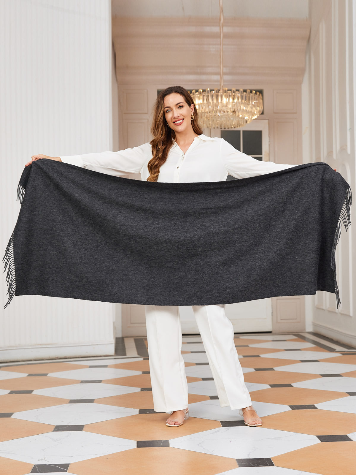 [Dark Gray] SilkSilky-UK Wool Scarf 004