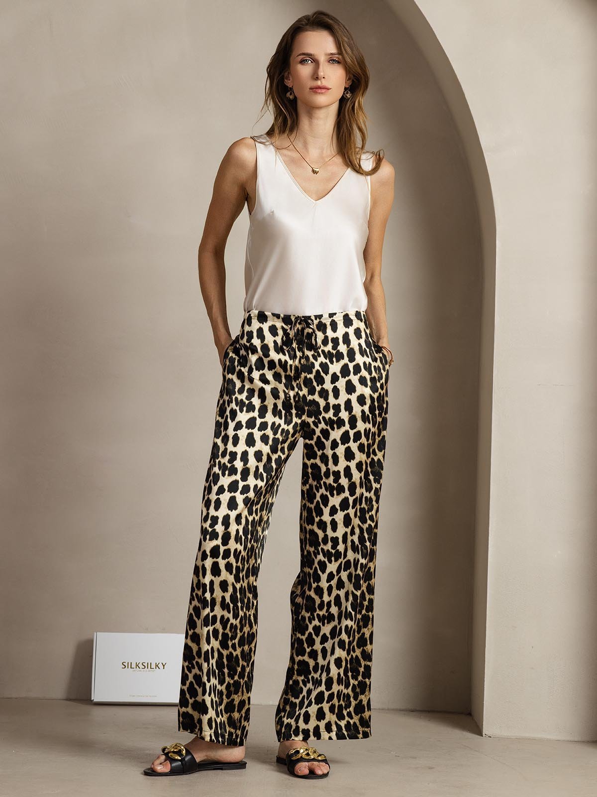 [Leopard] SilkSilky-UK 19Momme Silk Womens Pants 007