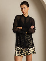 [Black] SilkSilky-UK Pure Silk Split Women's Shirt 006