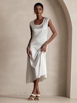 [White] SilkSilky-UK Cap Sleeve Dress 005