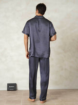 [NavyGinkgo] SilkSilky-UK Pure Silk Collar Men's Pyjamas 002