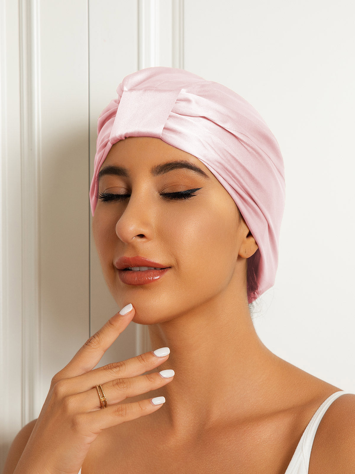 SilkSilky-UK Pure Silk Sleep Cap LightPink 003