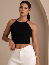 [Black] SilkSilky-UK Sleeveless Crew Neck Camisole 003
