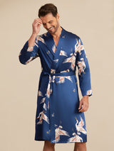 [Dark Blue] SilkSilky-UK 19Momme Mens Robe 002