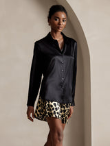 [Black] SilkSilky-UK Long Sleeve Lapel Collar Women's Shirt 003
