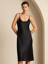 [Black] SilkSilky-UK Spaghetti Strap U Neck Dress 003