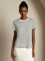 [WhiteStripe] SilkSilky-UK Pure Silk Crew Women's T-Shirt 003