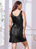 SilkSilky UK Pure Silk Sleeveless Round Neck Nightdress Black 003