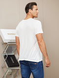 SilkSilky-UK Silk Knitted Short Sleeve Round Neck Men's T-Shirt White 002