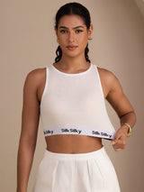 [White] SilkSilky-UK Sleeveless Crew Neck Camisole 003