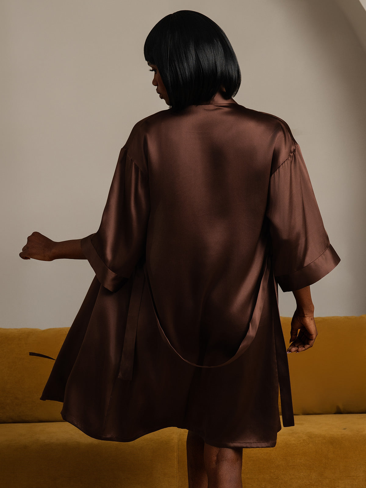 [Coffee] SilkSilky-UK Pure Silk Womens Robe 002