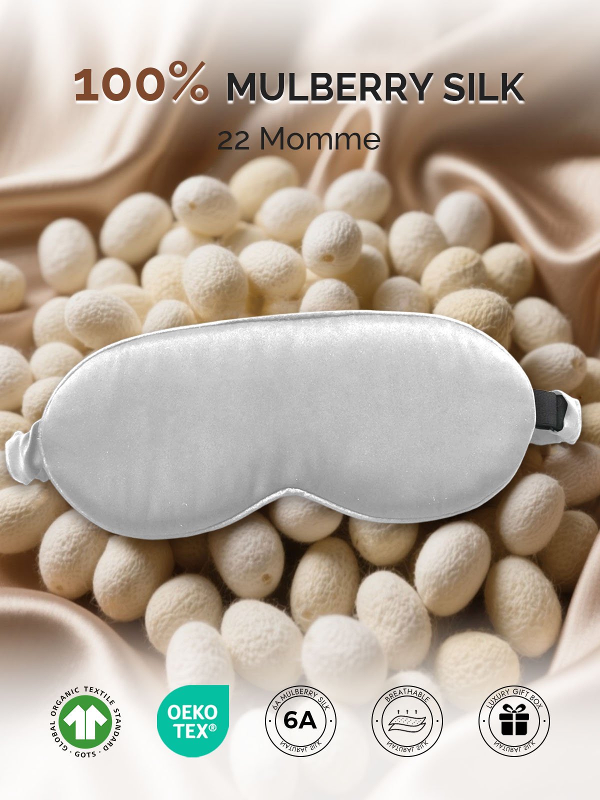 [Silver] SilkSilky-UK 22Momme Pure Silk Eye Mask 002