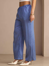 [Blue Pinstripe] SilkSilky-UK Womens Pants 004