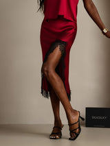 [Wine] SilkSilky-UK 19Momme Silk Split Skirt 006