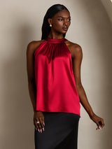 [Wine] SilkSilky-UK Sleeveless Halter Women's T-Shirt 007