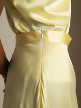 [Light Yellow] SilkSilky-UK Spaghetti Strap Cowl Neck Women's Outfit Sets 004