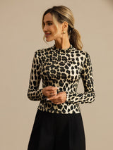 [Leopard] SilkSilky-UK Long Sleeve Women's T-Shirt 004