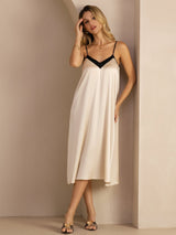[Brown Rice] SilkSilky-UK Spaghetti Strap V Neck Dress 005