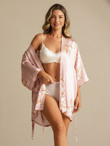 [Pink] SilkSilky-UK 3/4 Sleeve Women's Dressing Gown 005