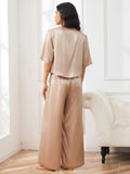 SilkSilky-UK-Pure-Silk-Half-Sleeve-Round-Neck-Women's-Pyjamas-Champagne-005