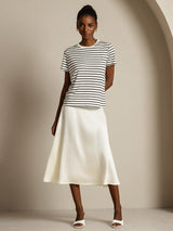 [WhiteStripe] SilkSilky-UK Pure Silk Crew Women's T-Shirt 007