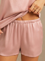 [Peach Skin] SilkSilky-UK 19Momme Machine-Washable Silk Spaghetti Strap Round Neck Camisole Set 004