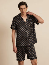 [Black Chain] SilkSilky-UK Short Sleeve Notch Collar Men's Pyjamas 003