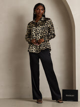 [Leopard] SilkSilky-UK Long Sleeve Lapel Collar Women's Shirt 008