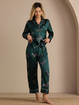 [Emerald Zebra] SilkSilky-UK Long Sleeve Lapel Collar Women's Pyjamas 003