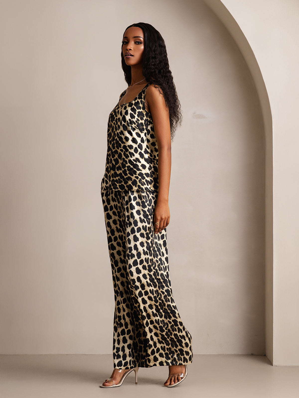 [Leopard] SilkSilky-UK Pure Silk Boat Neck Camisole Set 005