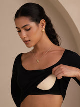 [Black] SilkSilky-UK Long Sleeve U Neck Women's T-Shirt 005