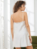 SilkSilky UK Pure Silk Sleeveless V Neck Nightdress White 002