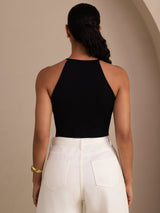 [Black] SilkSilky-UK Sleeveless Crew Neck Camisole 002