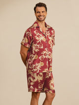 [Wine Dragon] SilkSilky-UK Short Sleeve Lapel Collar Men's Pyjamas 002
