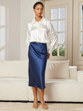 SilkSilky-UK 19Momme Pure Silk Skirt DarkBlue 004