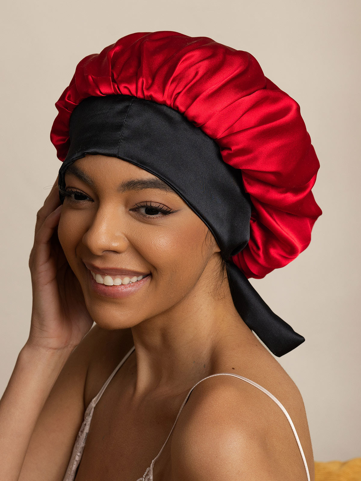 SilkSilky-UK Pure Silk Sleep Cap Wine 003