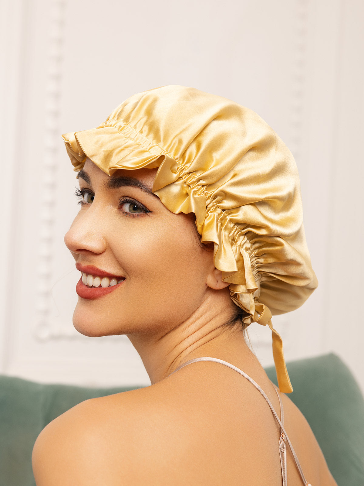 SilkSilky-UK Pure Silk Sleep Cap Champagne 003