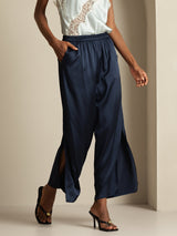 [Dark Blue] SilkSilky-UK 19Momme Silk Split Women's Pants 002,