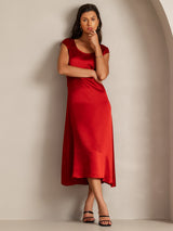 [Wine] SilkSilky-UK Cap Sleeve Dress 003