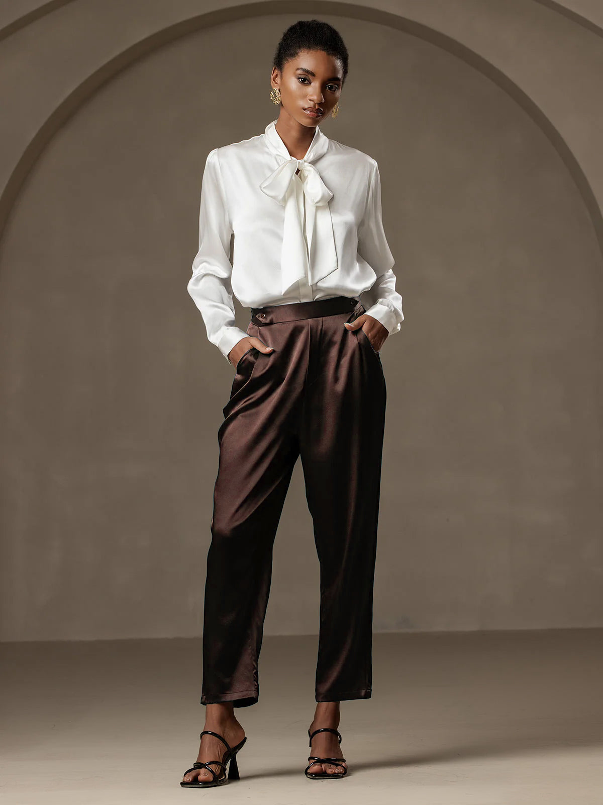 [Bitter Chocolate] SilkSilky-UK 19Momme Silk Womens Pants 005