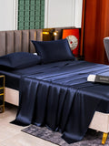 SilkSilky UK 25Momme Pure Silk Bedding Set DarkBlue 005