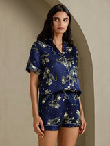 [Navy Lion] SilkSilky-UK Short Sleeve Notch Collar Women's Pyjamas 004