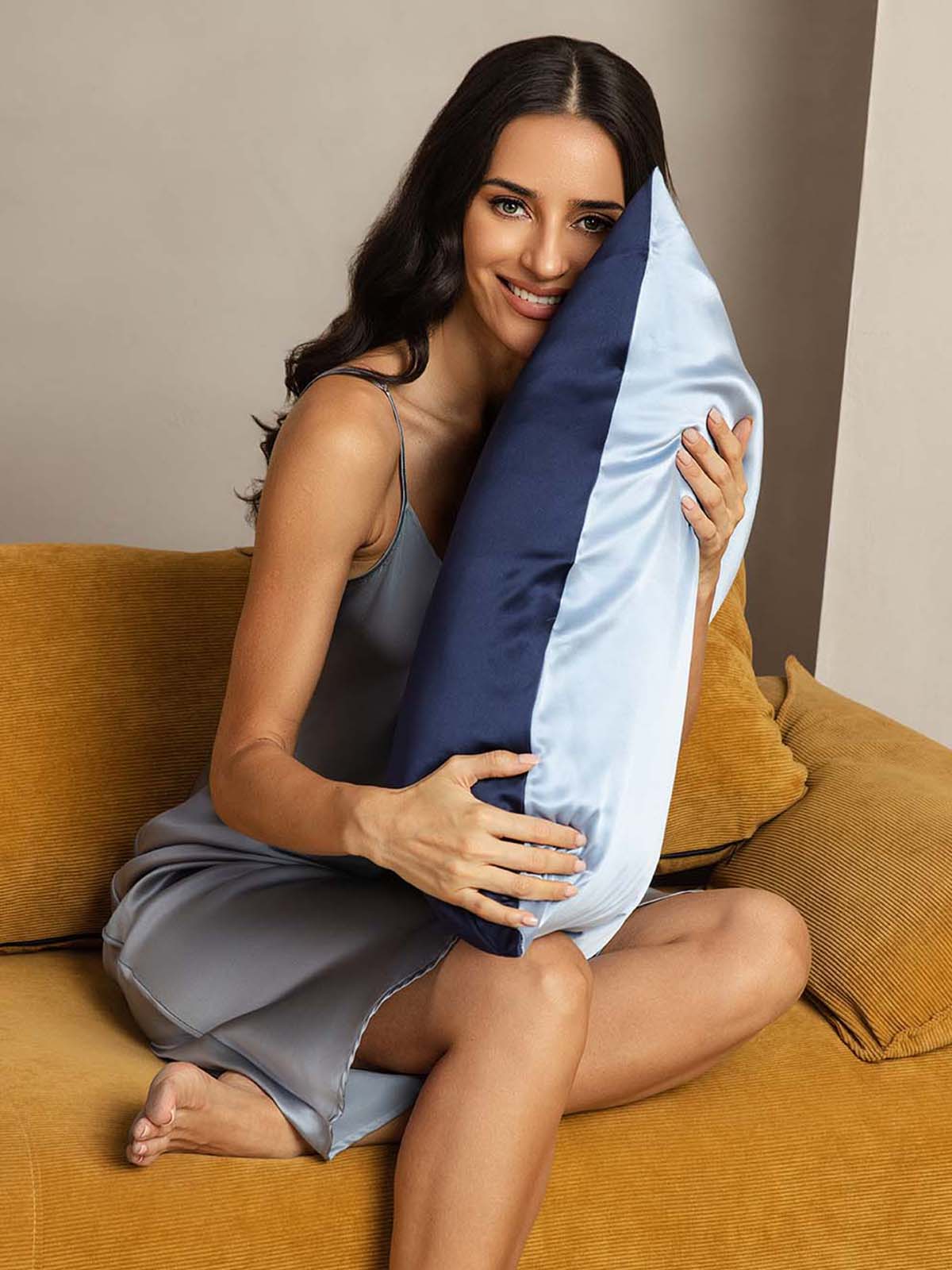 [DarkBlue+LightBlue] SilkSilky-UK 22Momme Pure Silk Pillowcase 003